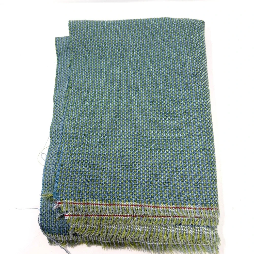 Blue Lime Green Textured Basketweave Upholstery Fabric Woven Heavyweight 0.5 yd